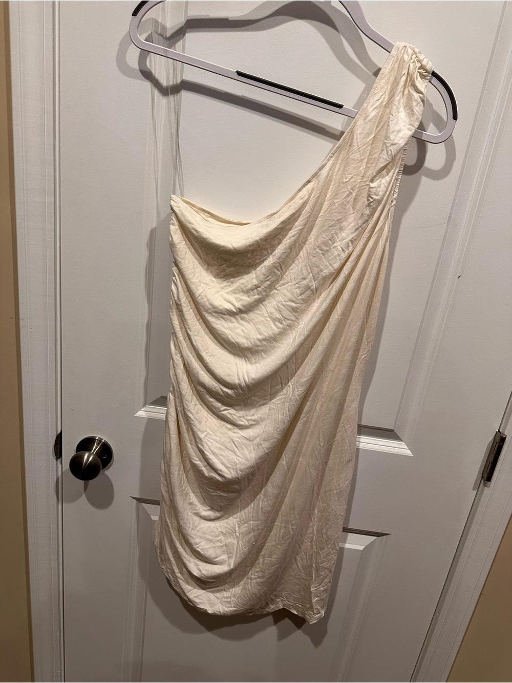 a new day One-Shoulder Draped Cream Dress